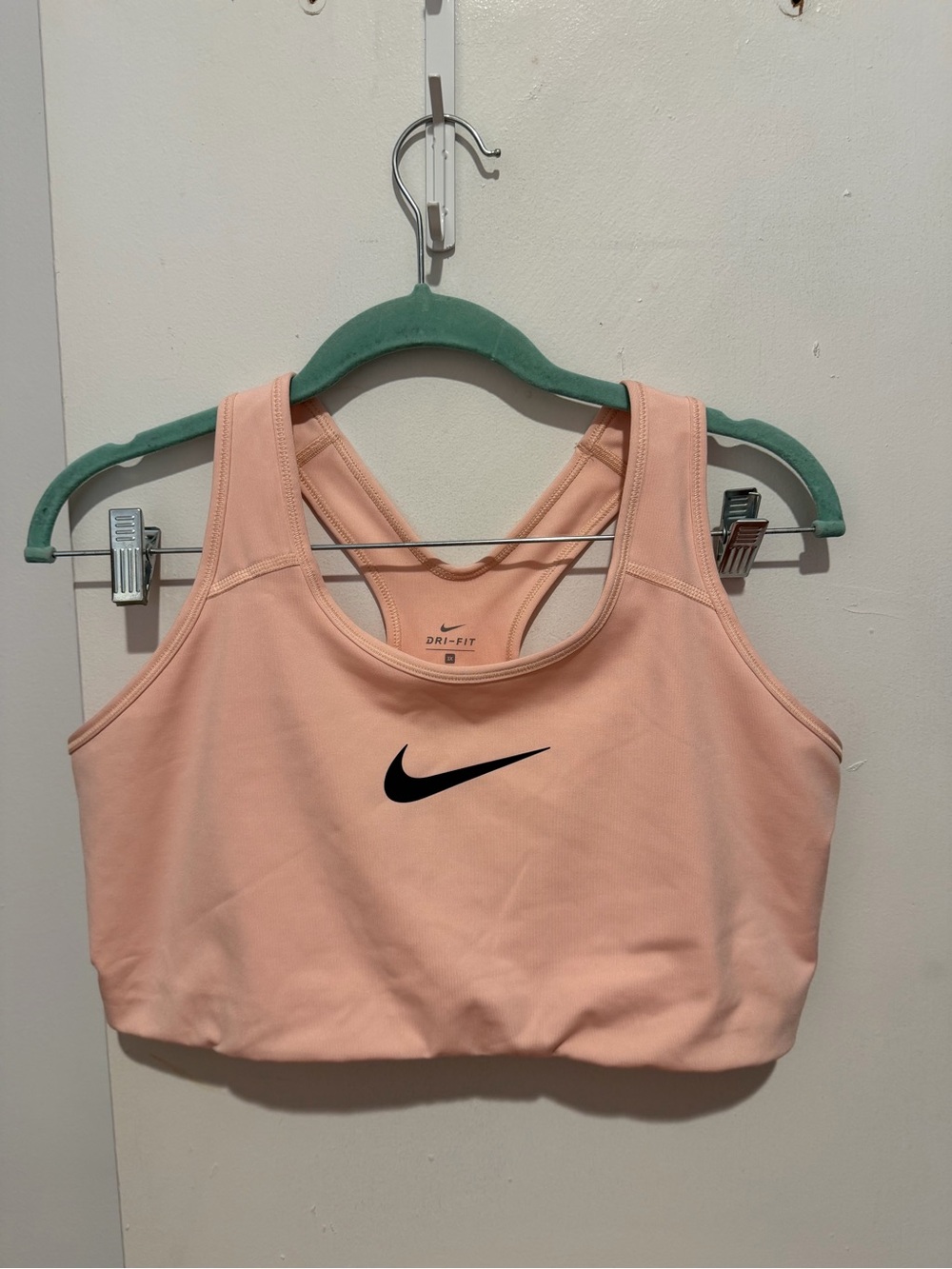 Nike Peach Sports Bra with Black Swoosh - Racerback Support